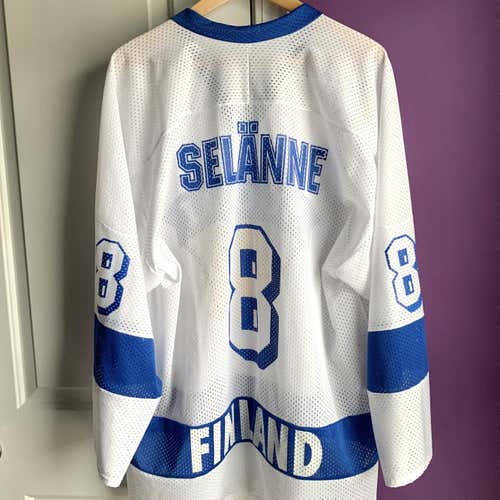 Vintage Teemu Selanne Finland Hockey Jersey Mens XXL Rare Equipment Gear Travel Club International