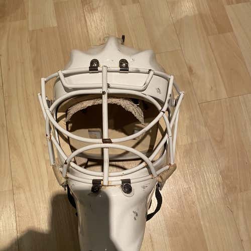 White Used Wall Goalie Mask