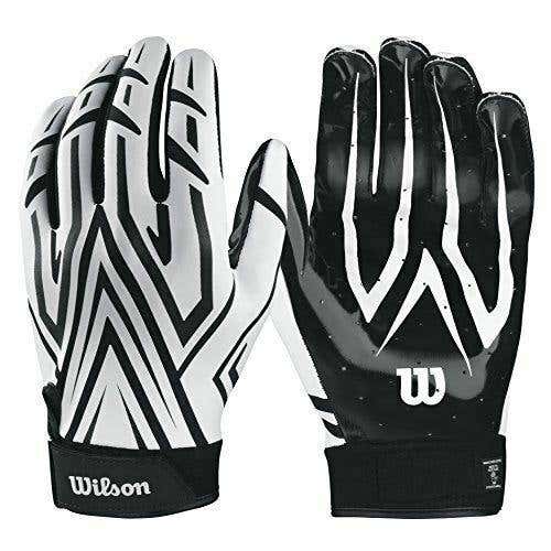 Wilson Adult MVP Clutch Skill Football Running Back Receiver Gloves, L,White