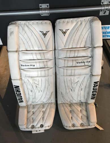 White Used 32" Vaughn Velocity V5  Goalie Leg Pads