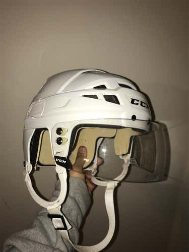 White New Medium CCM Vector V08 Pro Stock Helmet