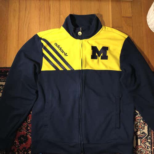 Navy Blue / Maize University Of Michigan Men's Large Adidas Full-Zip Sweatshirt