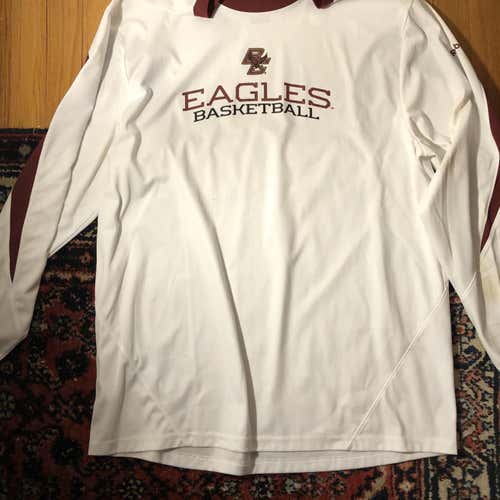 White Boston College Men's Basketball Large Reebok Long Sleeve Shirt