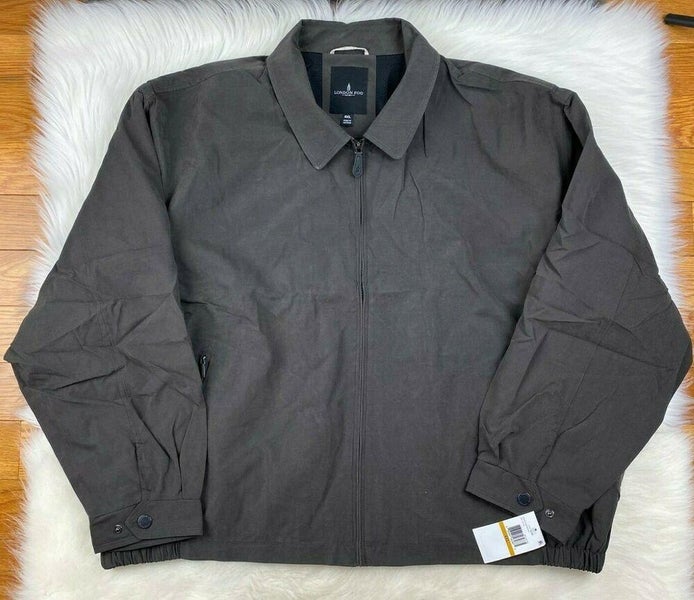 LONDON FOG Men's Fold Collar Zip-Front Lightweight Golf Jacket, Brown Size 4XL