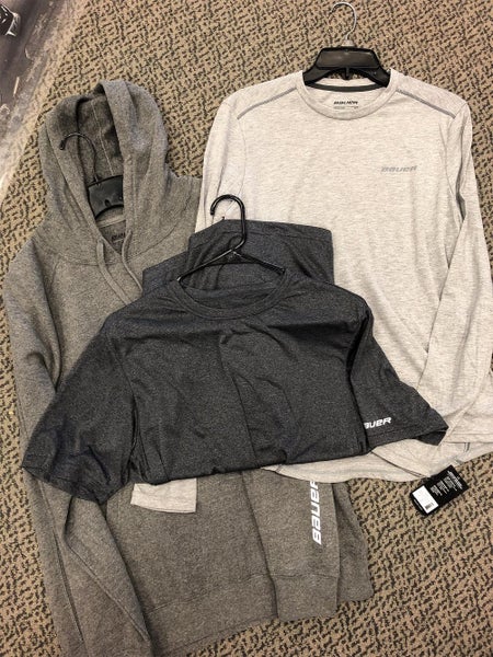 Bauer 3 PACK!  Core Sweatshirt/t-shirt And Flylight Long Sleeve ADULT SMALL