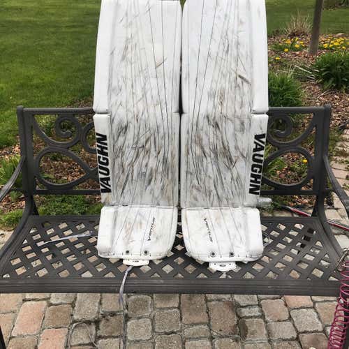 White Used 36" Vaughn Ventus SLR Pro Carbon  Goalie Leg Pads