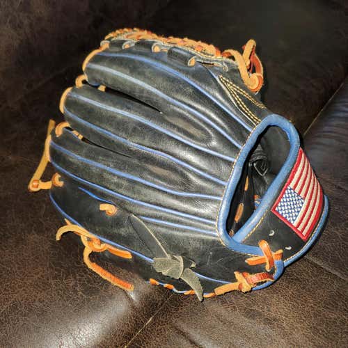 Black Used Right Handed Infield Gloveworks x Davis Relacing Baseball Glove 11.75"