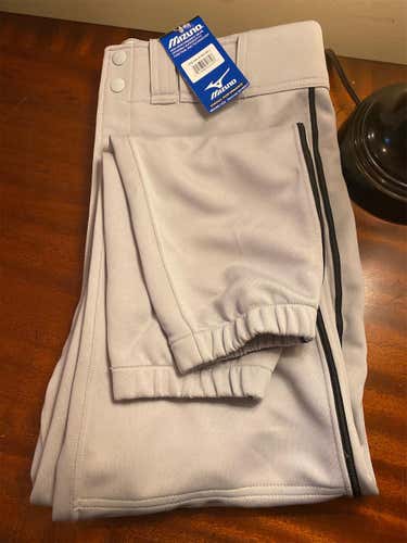 Mizuno Gray W/ Black Piping Adult Large Pants Hemmed bottom