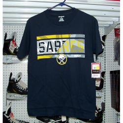 NEW! Reebok Buffalo Sabres Striped Effect Hockey T-Shirt