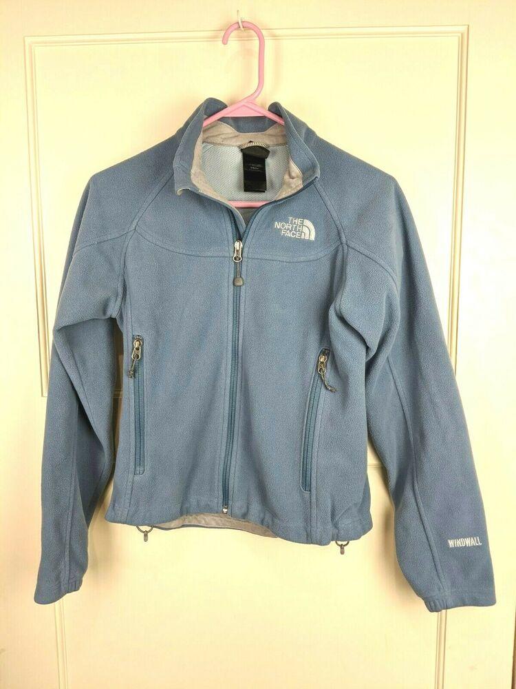 The North Face Womens Windwall Fleece Jacket Coat Blue Zip Up Size: Xs