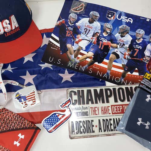 BUNDLE USA Lacrosse Package With Hat Water Bottle Poster