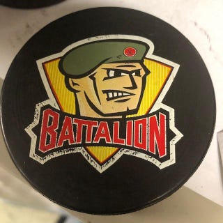 Brampton Battalion OHL Official Game Puck from Opening night Oct 7th, 1998
