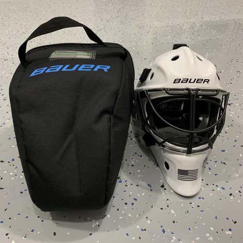 White Used Bauer NME 9 Goalie Mask Fit 2