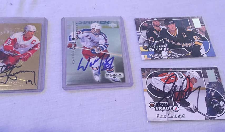 Gretzky Lemieux Lindros Yzerman Autograph Cards Memorabilia