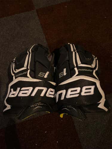 Black Used Bauer Supreme 1S 12"  Gloves