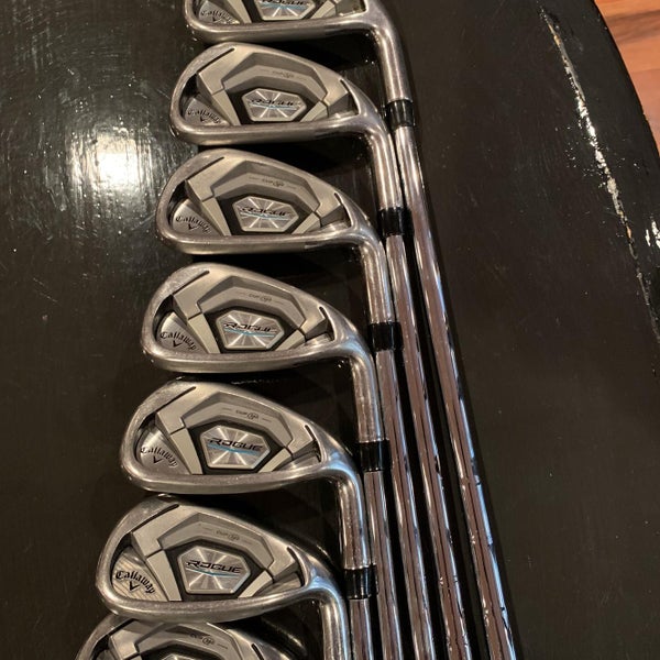 Used Callaway Rogue Iron Set 5-PW,AW Right Handed Extra Stiff Flex Steel Shaft Iron Set