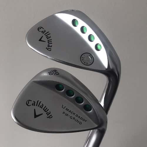 Set of Two Used Right Handed Mack Daddy PM Grind Chrome Wedges Wedge Flex Steel