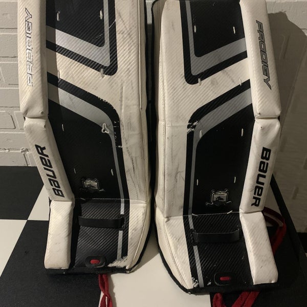 White Used 26" Bauer Prodigy 2.0 Goalie Leg Pads