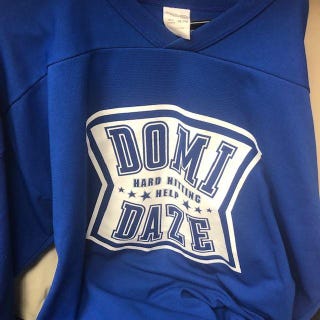 Blue TIE DOMI Rent-A-Goalie" Used Adult Men's XL Jersey