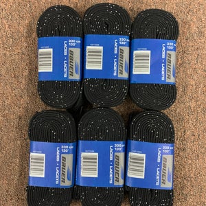 Bauer 130" Black Unwaxed Laces - 6 Pairs