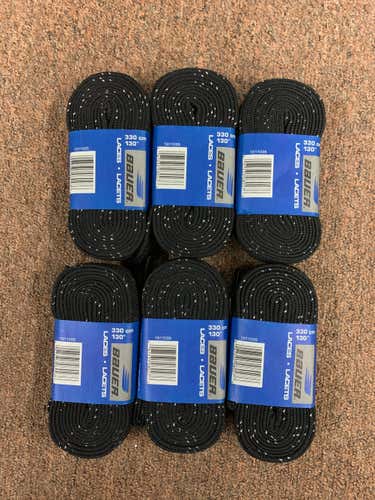 Bauer 130" Black Unwaxed Laces - 6 Pairs