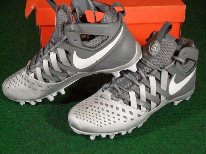 NIB Nike Air Huarache V LAX TD Lacrosse Football Cleats White Cool Grey 11.5