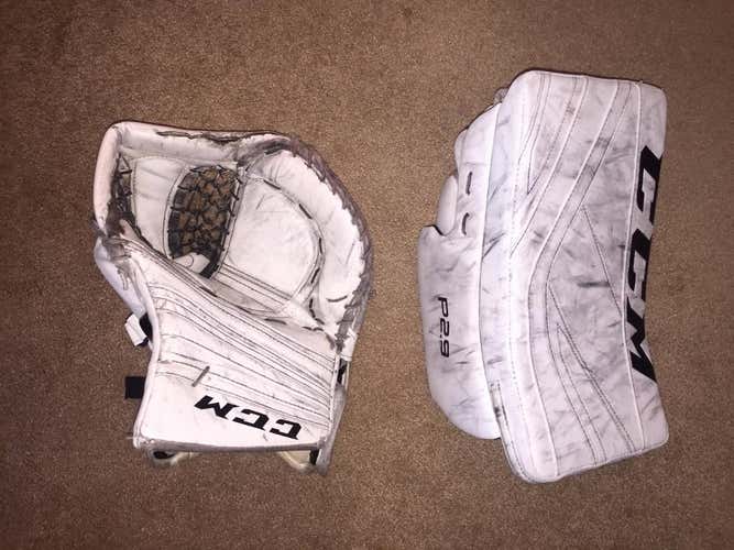 CCM Premier 2.9 Goalie Glove & Blocker Set Regular Senior White