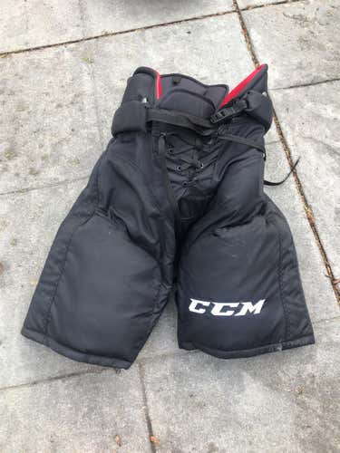 Black Used Medium CCM HP45X Pro Stock Hockey Pants Colorado Avalanche Training Camp