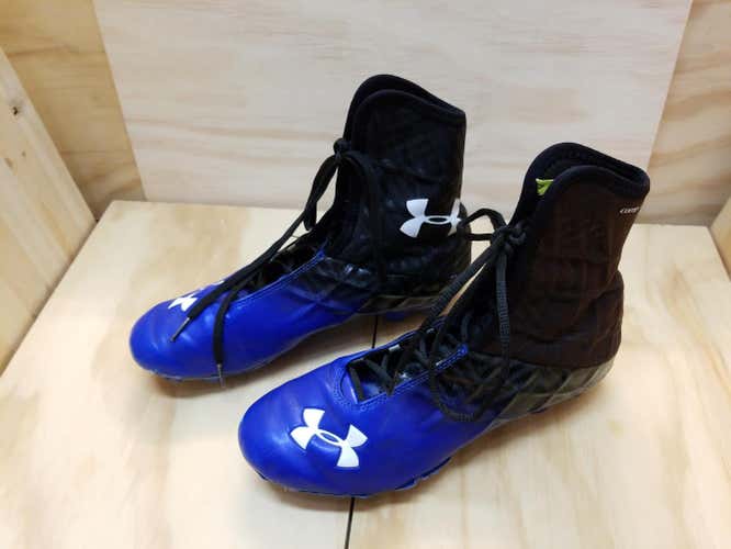 Under Armour Men's 9 Highlight High Top Football Cleats Lacrosse Blue black