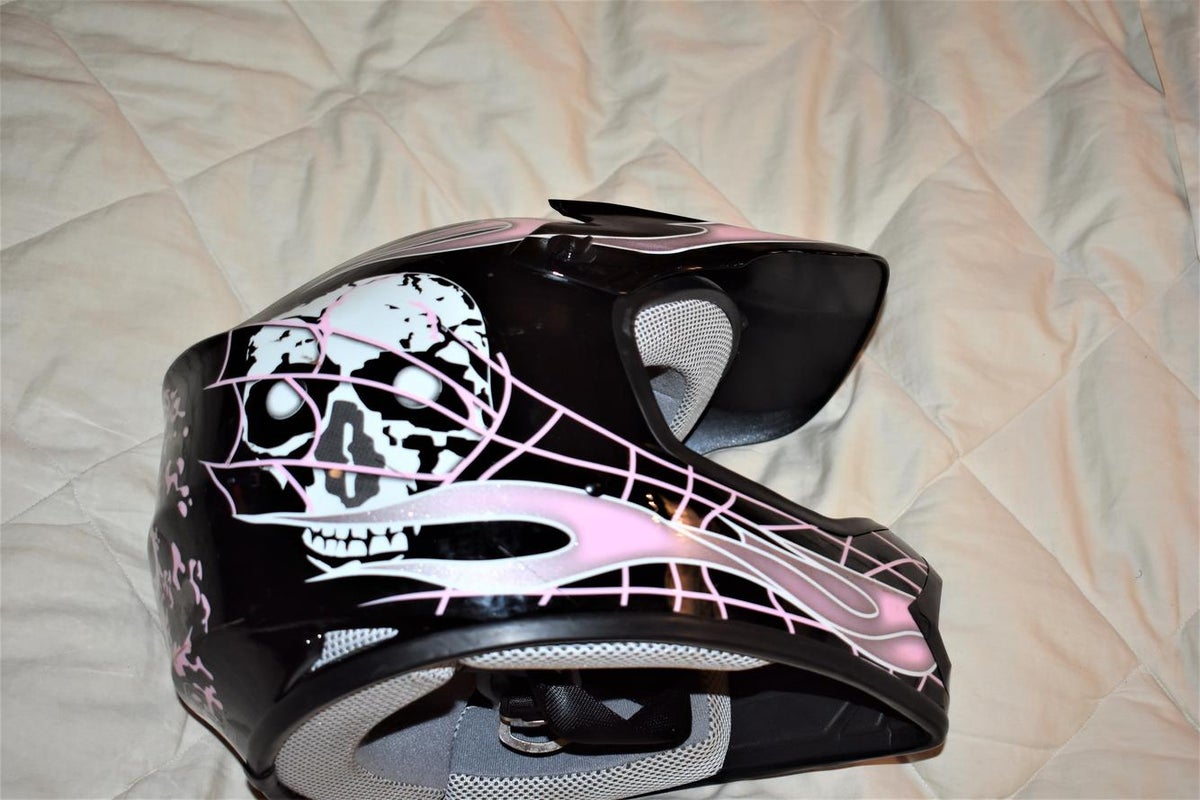TMS Flaming Skull Motocross Helmet, Large