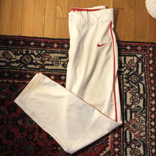 White/Red Piping Men's Medium Nike Dri-Fit Baseball Pants