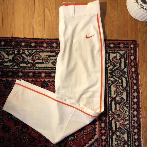White/Orange Piping Men's Medium Nike Dri-Fit Baseball Pants