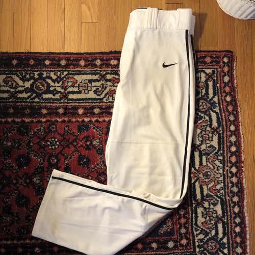 White/Black Piping Men's Medium Nike Dri-Fit Baseball Pants