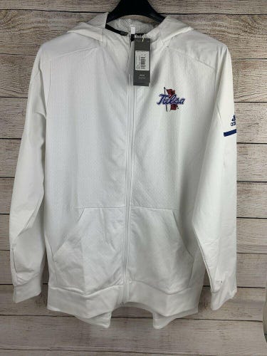 White Adidas Univ Of Tulsa Full Zip Hooded Jacket NWT Size 2XL