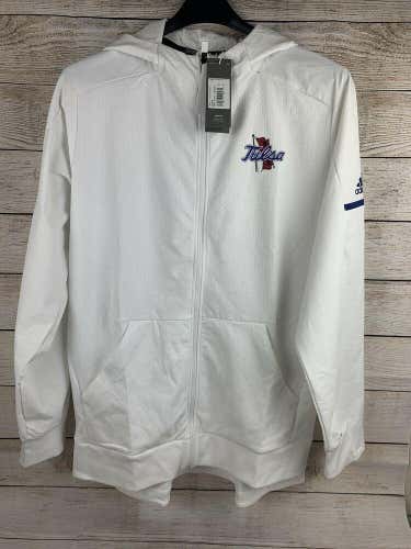 White Adidas Univ Of Tulsa Full Zip Hooded Jacket NWT Size 2XL