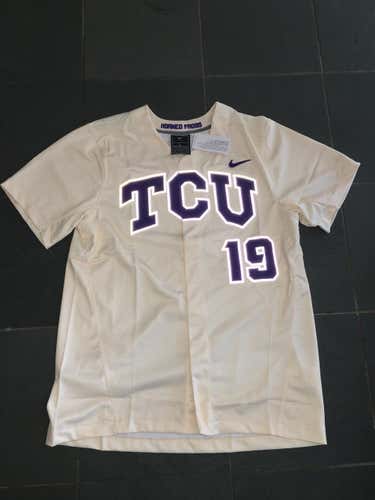 RARE NEW TCU HORNED FROGS #19 Baseball Jersey sz LG