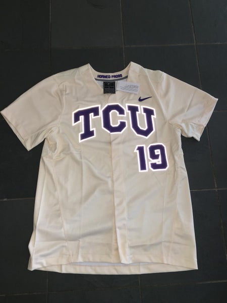 RARE NEW TCU HORNED FROGS #19 Baseball Jersey sz LG