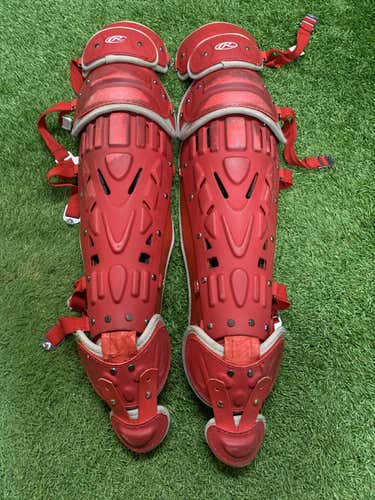 Red Used Adult Rawlings Velo Catcher's Leg Guard