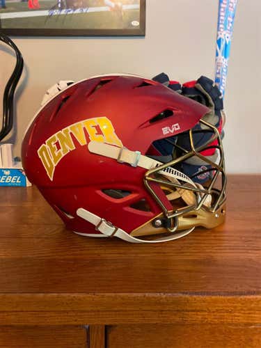 Game used denver helmet