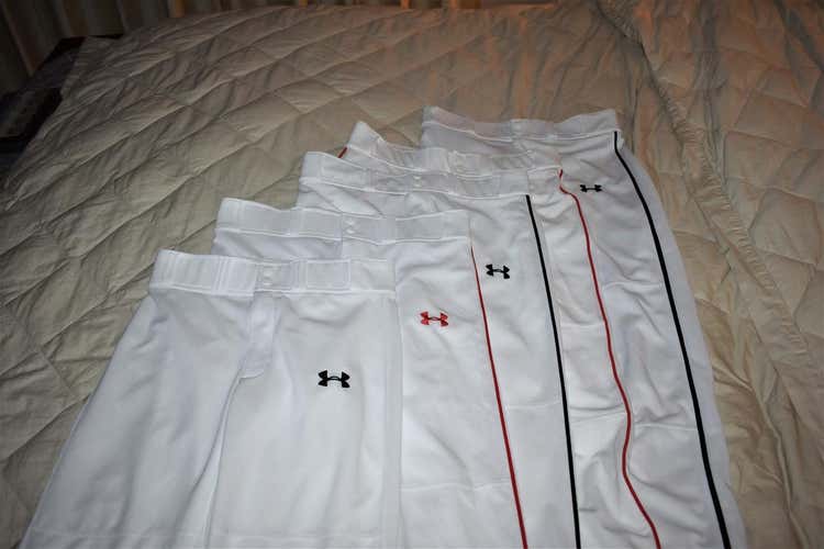 Under Armour Baseball Pants, Youth XL, White - 5 Pair