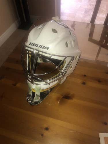 White Used Bauer NME 8  Goalie Mask