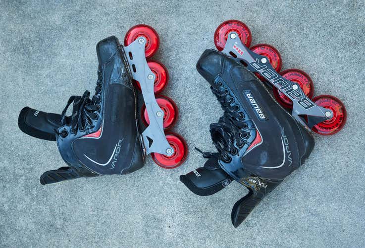Bauer RX:25 Inline Hockey Skates Men Size 8.5D w/ Brand New Hi-Lo Revision Variant Plus Wheels