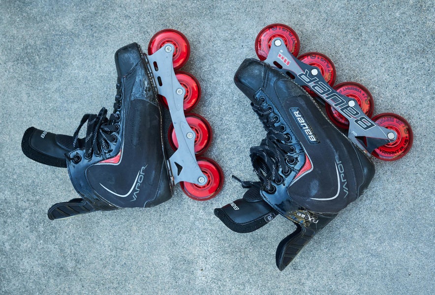 Bauer RX:25 Inline Hockey Skates Men Size 8.5D w/ Brand New Hi-Lo Revision Variant Plus Wheels