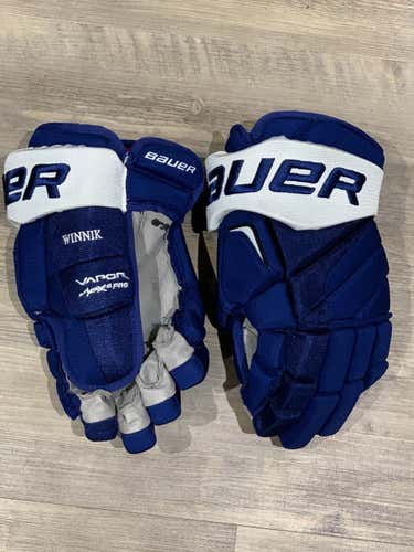Blue Used Bauer 14" Pro Stock Gloves