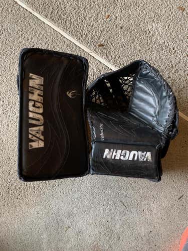 Black Used Regular Vaughn Velocity 7150 Glove And Blocker