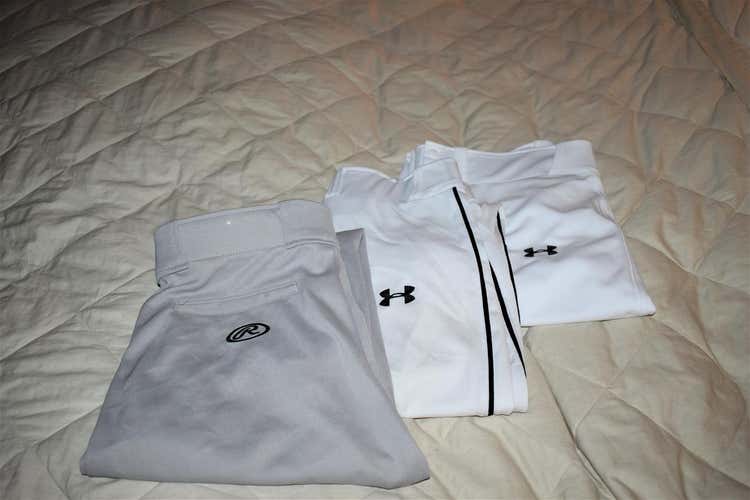 Under Armour/Rawlings Baseball Pants, M/XL, White/Gray - 3 Pair