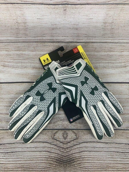 Under Armour UA Swarm Football Gloves Adult Sz Large Green/White New 1260677 301