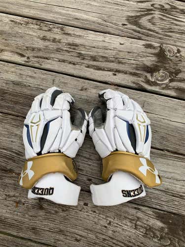 White Used Player Under Armour Command Pro 2 13" Lacrosse Gloves