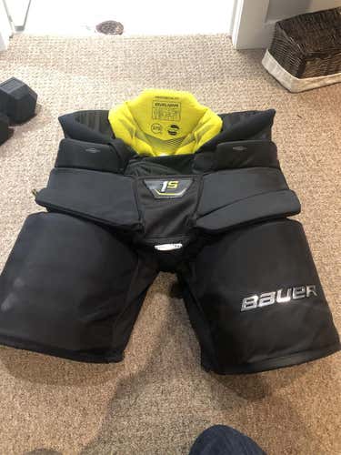 Black Used Large Bauer 1S Pro Stock Hockey Goalie Pants