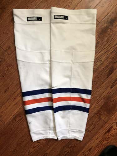 White Used Senior Large Reebok Socks Pro Stock